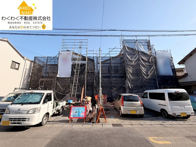 島田市金谷泉町／　新築戸建の外観|右手1号棟、左手2号棟　2026.3.5撮影