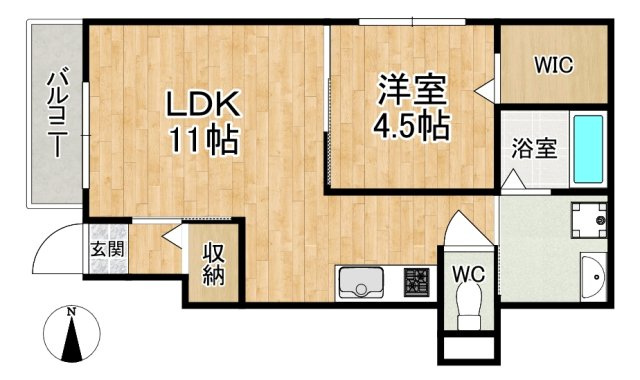 ソレイユビセレクト法蓮町Ｉの間取り