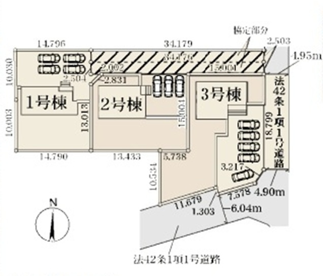 【仲介手数料無料】新築戸建　熊谷市中恩田467-1（全3棟）の区画図