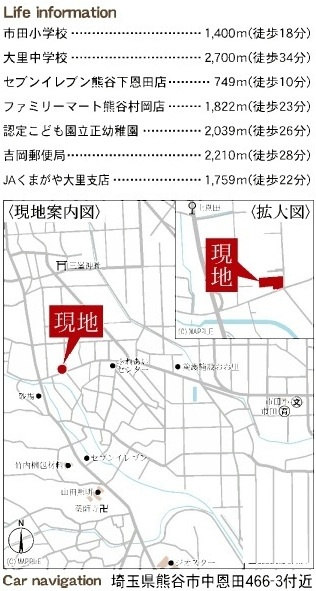 【仲介手数料無料】新築戸建　熊谷市中恩田467-1（全3棟）の地図