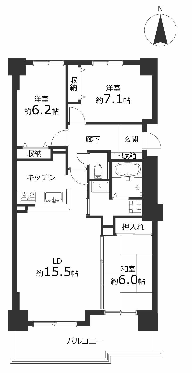 ラポール学園前1号館の間取り