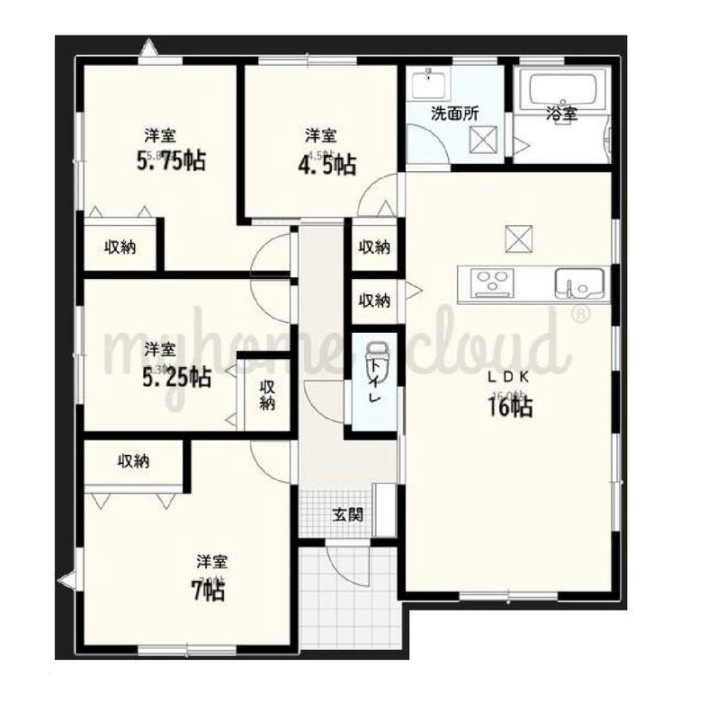 【新築戸建】伊勢崎市宮子町の間取り|■間取り図｜敷地面積：253.64（約76.72坪）　建物面積：84.46（約25.54坪）