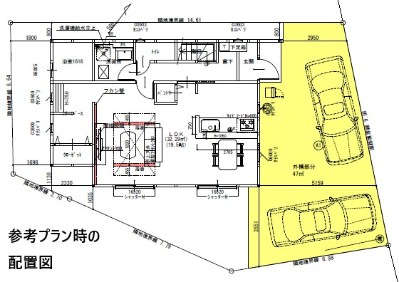 嵐山町志賀　建築条件付土地　のその他|参考プラン配置図