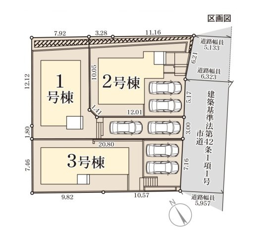福岡市西区拾六町4丁目第1-3（3号棟）の区画図|配置図（1号棟）