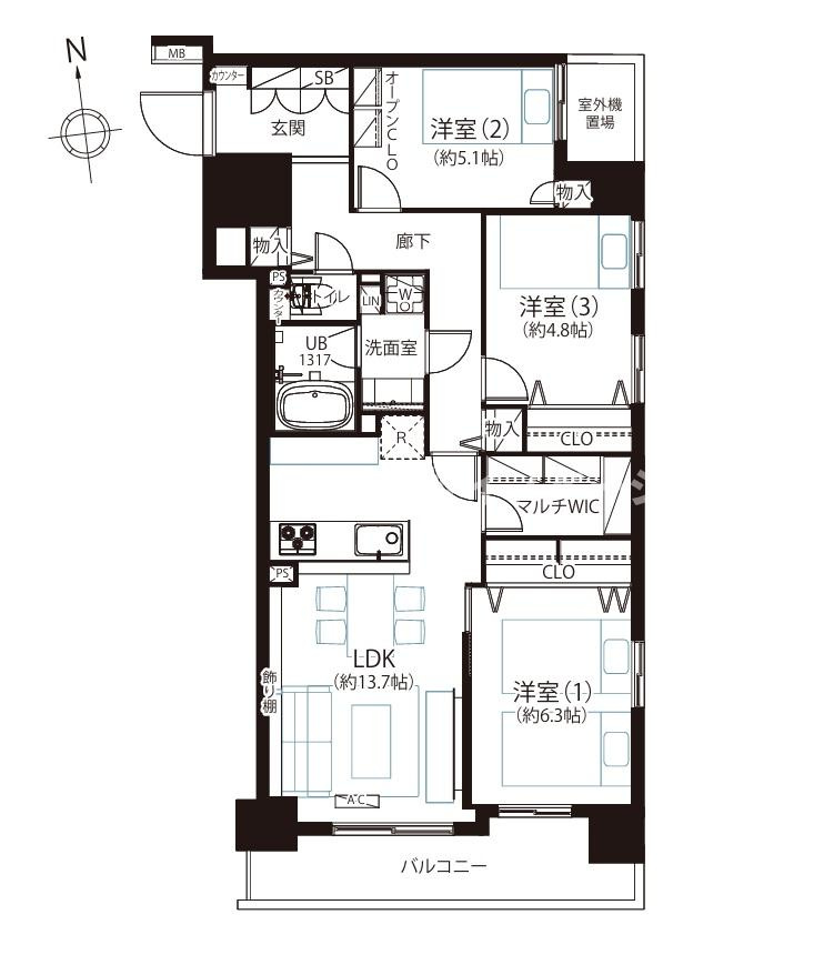 モアクレスト荒川公園ソレーユ館の間取り