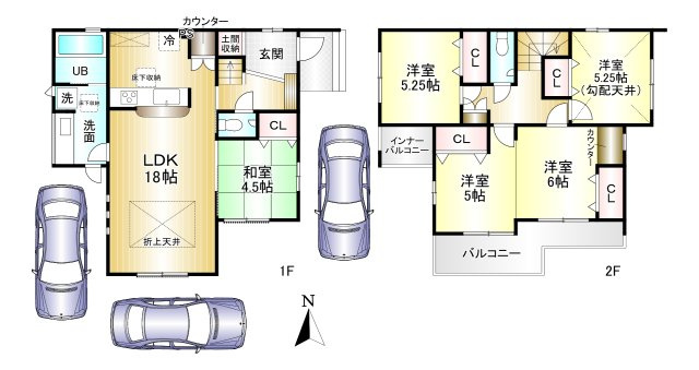 桜井市大福　全４棟の間取り|4LDK　土地面積：165.08ｍ2　建物面積：105.99ｍ2　駐車３台可