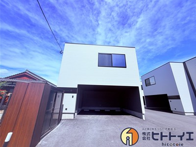 仮）八女　戸建て　ガレージ付き　賃貸住宅の外観パース