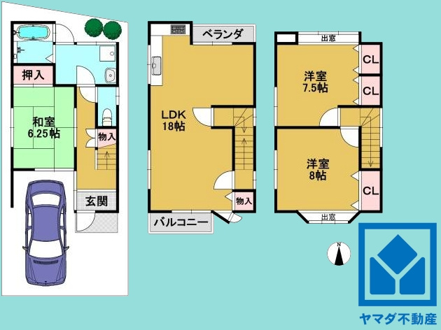 伏見区久我森の宮町の間取り
