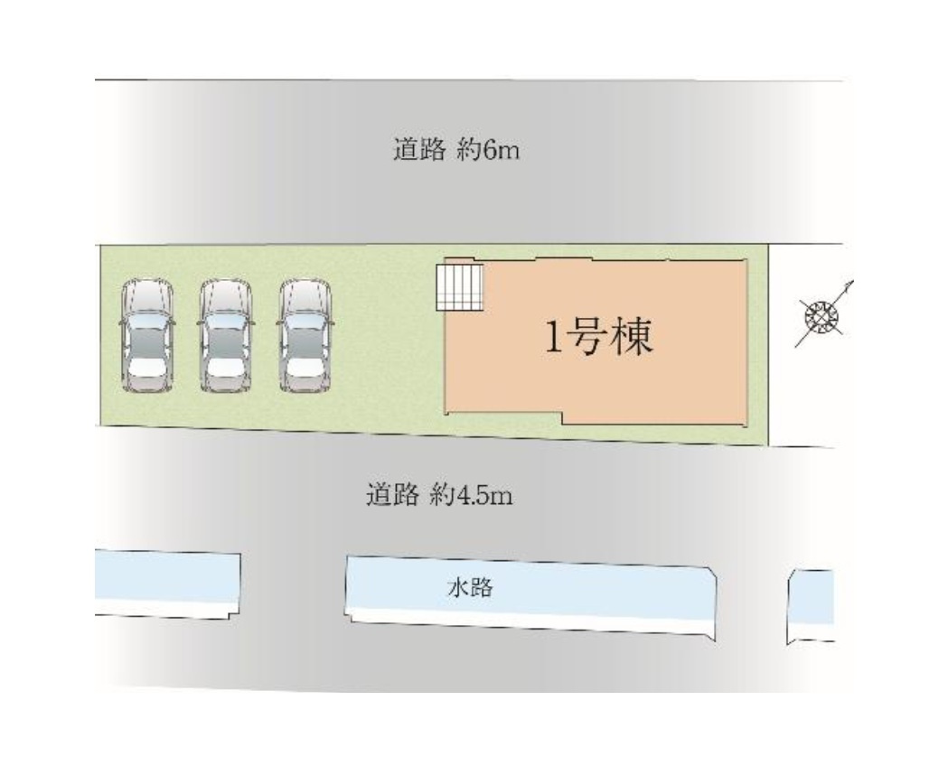 糟屋郡志免町田富4丁目第6-1棟（1号棟）の区画図|配置図（1号棟）