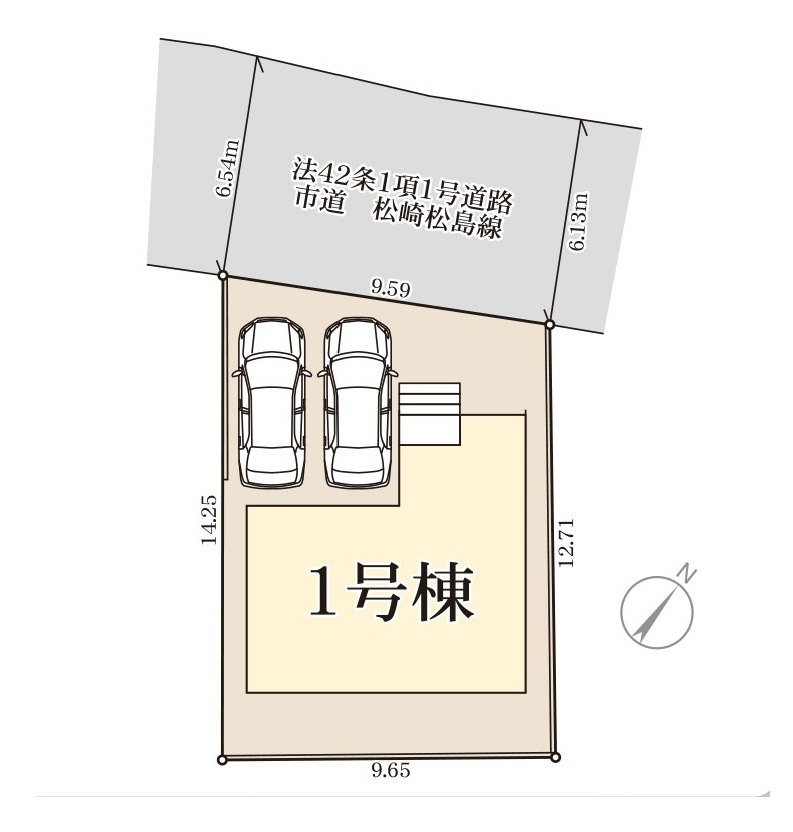 福岡市東区松崎2丁目第1-1棟（1号棟）の区画図|配置図（1号棟）