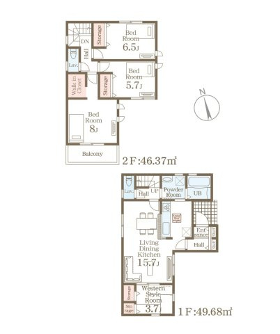 福岡市城南区七隈2丁目第6-2棟（2号棟）の間取り|全居室収納付きで便利です。