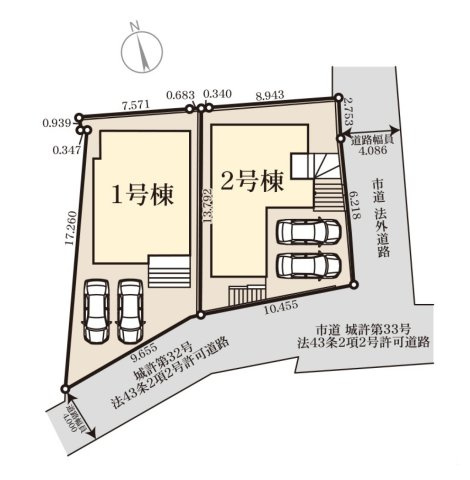 福岡市城南区七隈2丁目第6-2棟（1号棟）の区画図|配置図（1号棟）