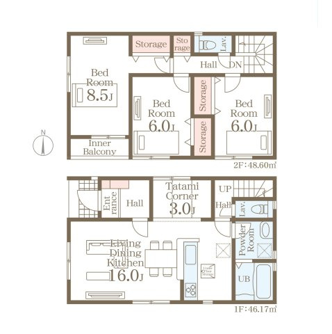 福岡市南区長住5丁目第8-3棟（2号棟）の区画図|配置図（2号棟）