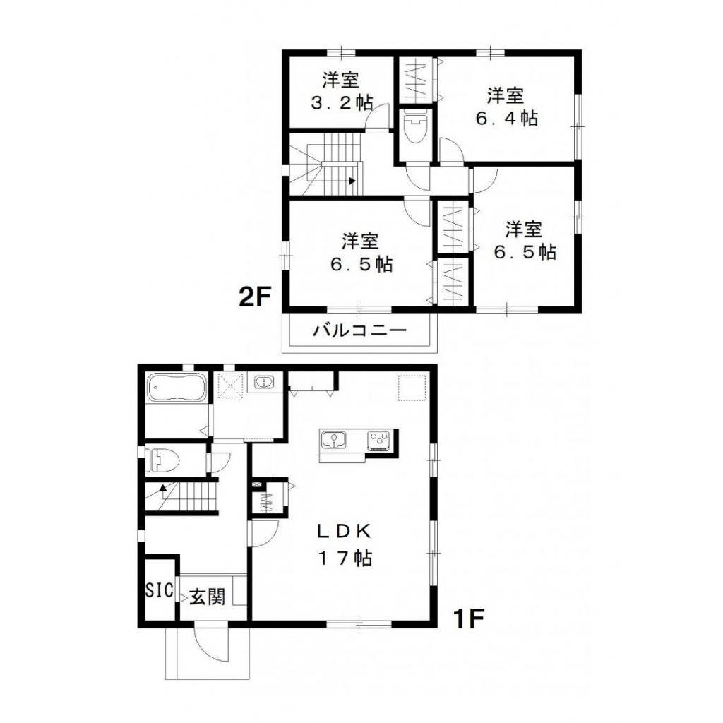 流山市膝丸戸建貸家　Ｄ棟の間取り