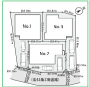 茅ヶ崎市松が丘２丁目　新築戸建　全３棟の区画図|対象地はNo1です
