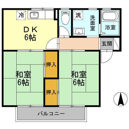 コーポかねとも　B棟の間取り