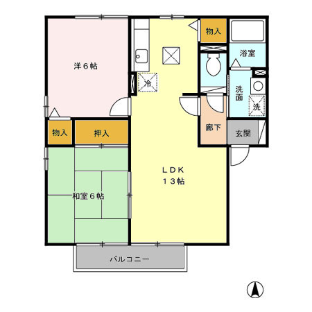 グリーンロード・エル　Ａの間取り