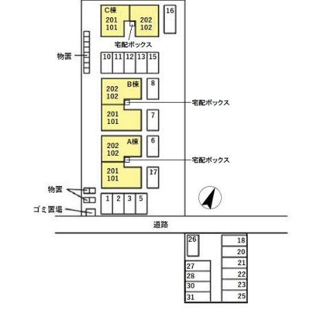 パティオ渕町　B棟の区画図