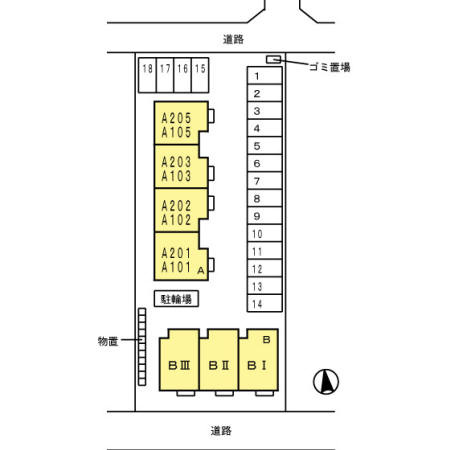 クレア　ド　ルーン　Ａ棟の区画図