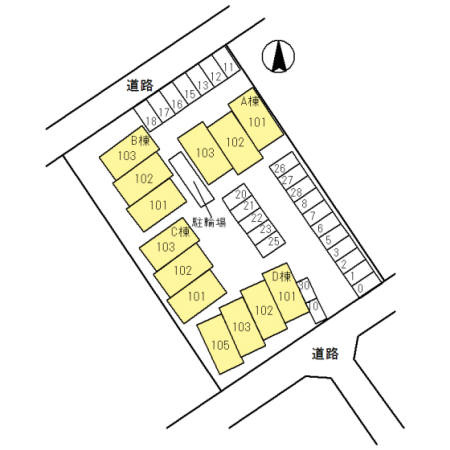 豊岡タウンハウス　D棟の区画図