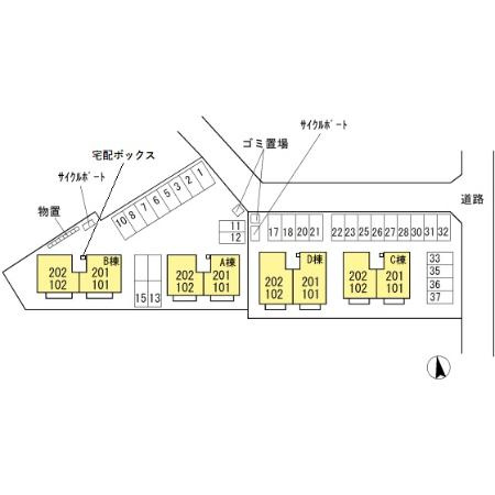 ビューラーやすらぎ　D棟の区画図
