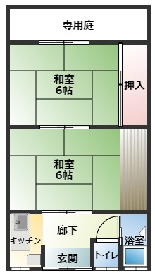 千音寺3077-3借家　東号室の間取り