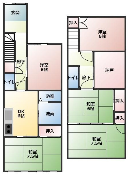 西野町1-20戸建の間取り