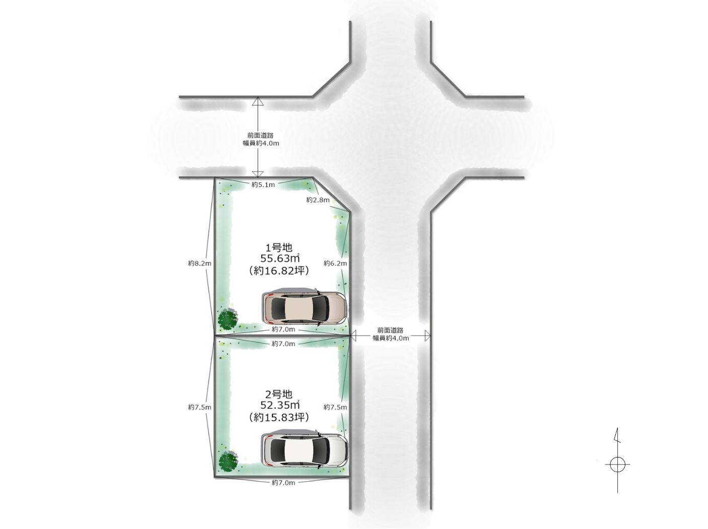 大阪市鶴見区緑1丁目　1号地の区画図