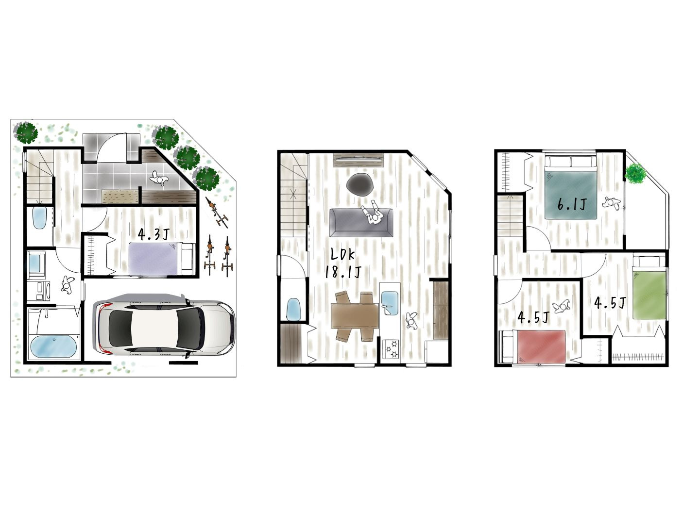 大阪市鶴見区緑1丁目　1号地の参考プラン