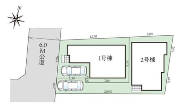 練馬区石神井台3丁目　ZEH水準×耐震　長期優良住宅　全2棟の区画図