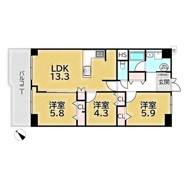 パレス洛北A棟の間取り