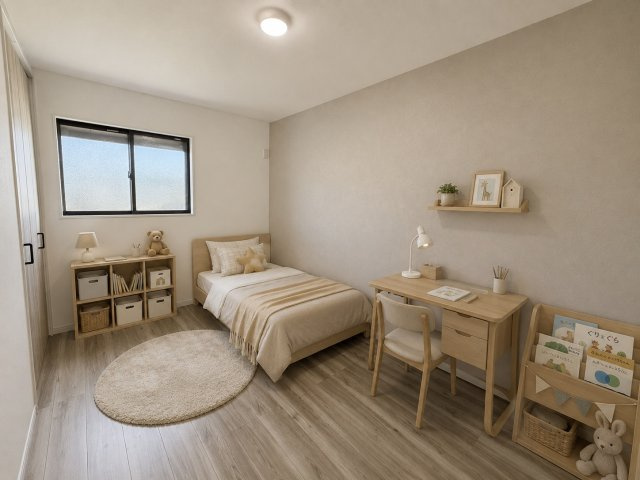 西野山欠ノ上町の洋室|【6帖洋室】
木目や白を基調としたシンプルな仕上がりの洋室はインテリアプランを考えやすいのが魅力！※家具はCGによるイメージです（R8.7撮影）