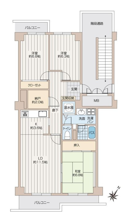 椿峰ニュータウン６２街区１号棟の間取り