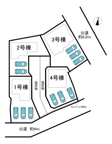 知多市岡田字開戸　全4棟　4号棟の区画図|全4区画分譲地♪