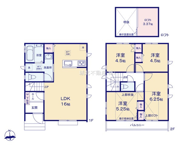 練馬区南大泉1丁目 全2棟 B号棟の間取り|B号棟