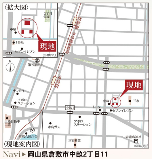 【地図】 | リーブルガーデン倉敷中畝2丁目第4 (全4棟)