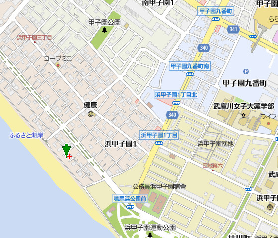 西宮市浜甲子園1丁目　新築戸建の地図