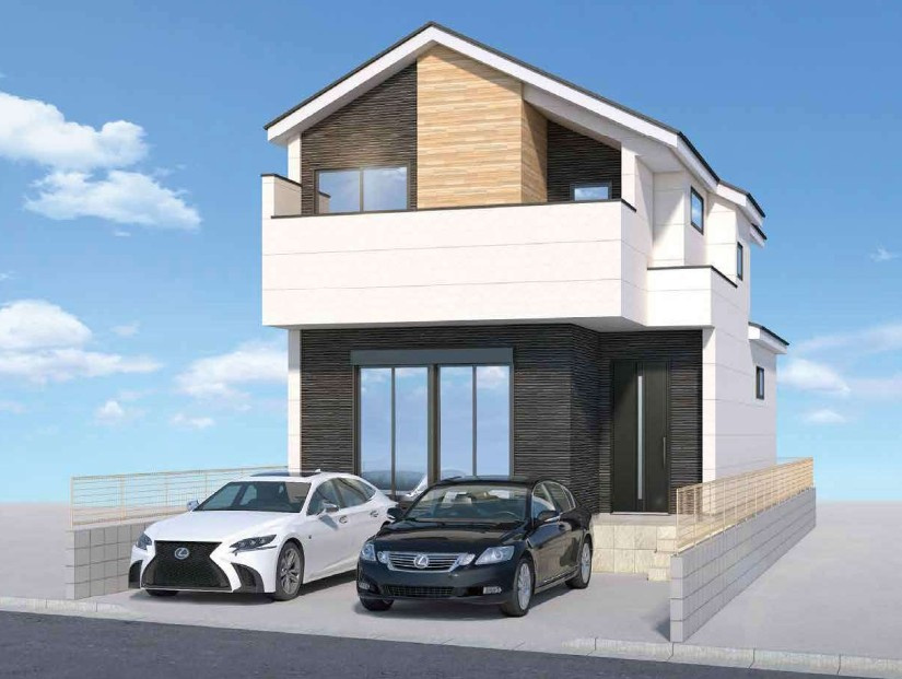 所沢市東新井町2期全1棟　新築戸建の外観パース|令和8年5月17日撮影。