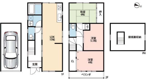 神戸市灘区水道筋6丁目　中古戸建の間取り