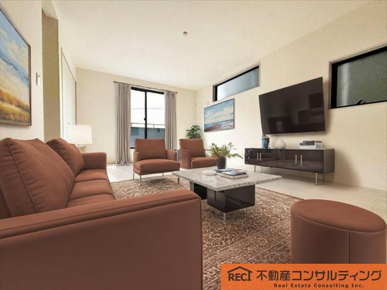 神戸市灘区神ノ木通3丁目　新築戸建　2号棟の居間・リビング|広々としたキッチンスペース