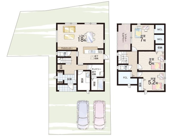 高槻市大和　新築一戸建ての区画図|全2区画