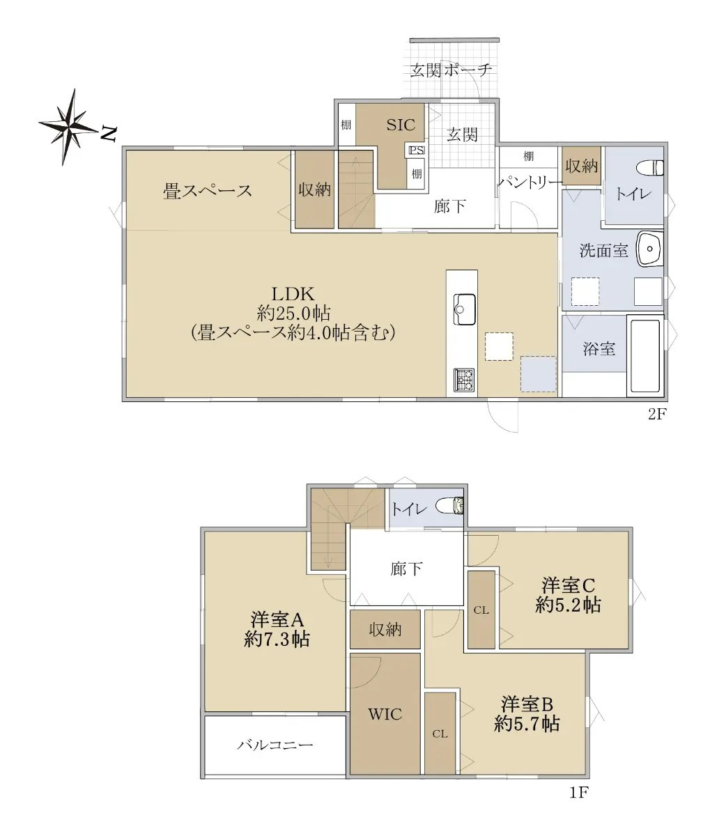 守山市欲賀町　中古戸建の間取り