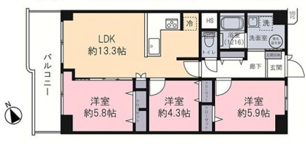 【間取り】 | S52158-ﾊﾟﾚｽ洛北A棟