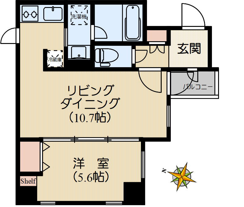 寝室と生活空間を分けられるお部屋です