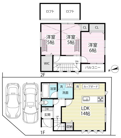 角地＆目の前が田畑につき開放感あり●陽当たり良好３ＬＤＫ●駐車２台可能●城陽市平川広田の間取り