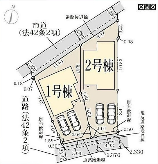 岸和田上町3期全2棟リーブルガーデン　1号棟の区画図