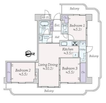 ライオンズマンション八戸ノ里 弐番館 の間取り