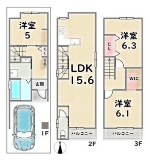 【参考プラン】 | 下京区西七条名倉町　建築条件付 | 《参考プラン》建物価格：1998万円　延床面積：79.97平米（1F：21.45平米　2F:30.17平米　3F:28.35平米）