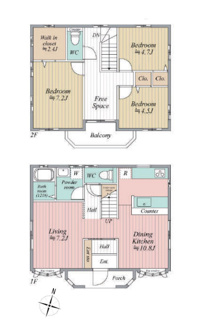【間取り】 | 甲斐市中下条 建物全面改装 平成2年築 中古戸建 北東角地 | 92.00ｍ2　3LDK　室内大変おしゃれに仕上がりました。