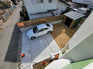 【展望】 | 甲斐市中下条 建物全面改装 平成2年築 中古戸建 北東角地 | 2階より駐車場を望む